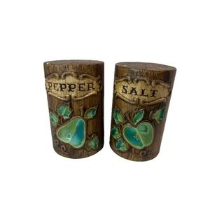 Vintage 1970's Treasure Craft Apple and Pear Salt and Pepper Shakers Chips